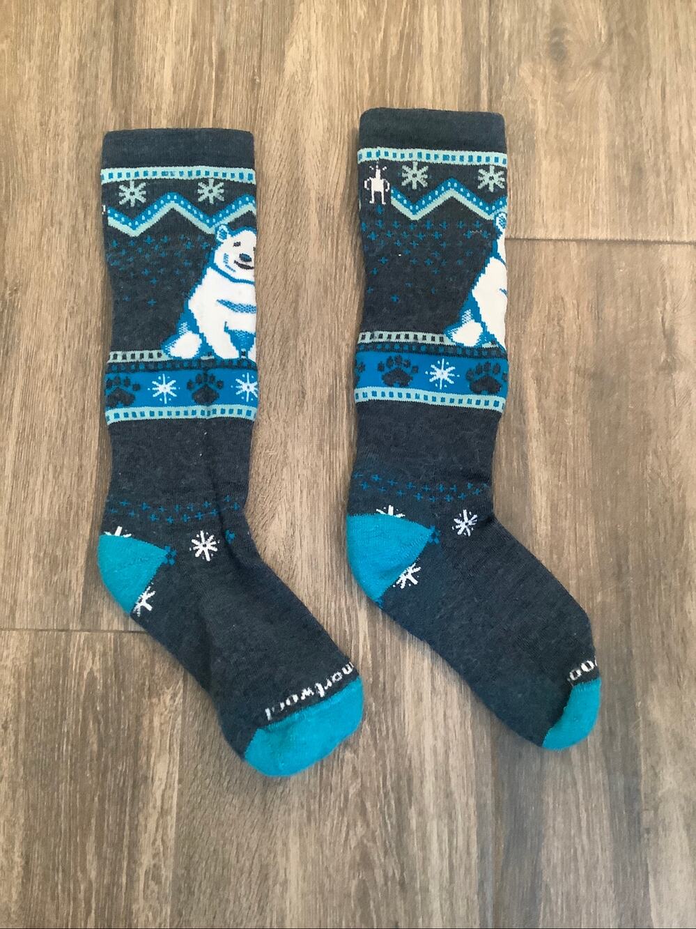 Smartwool Kids Small Twilight Blue Wintersport Polar Bear O.T.C Socks C20-6
